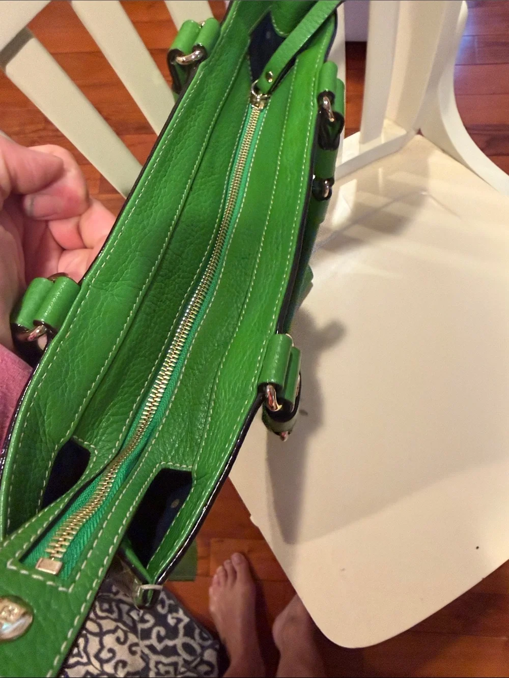 Kate Spade Vintage Pebbled Leather Tote / Shoulder Bag - Kelly Green